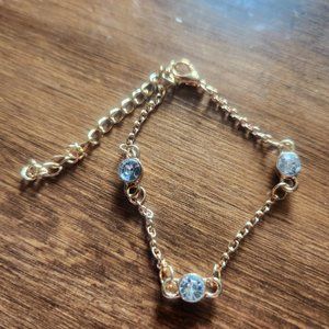 6.5" Gold Tone Rhinestone Bracelet Casual Simple Fashion Design NWT Streetwear